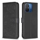 For Xiaomi Poco C55 / Redmi 12C Four-leaf Embossed Leather Phone Case(Black) - 1