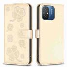 For Xiaomi Poco C55 / Redmi 12C Four-leaf Embossed Leather Phone Case(Gold) - 1