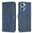 For Xiaomi Poco F5 5G Four-leaf Embossed Leather Phone Case(Blue) - 1