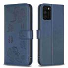 For Xiaomi Poco M3 Four-leaf Embossed Leather Phone Case(Blue) - 1