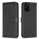 For Xiaomi Poco M3 Four-leaf Embossed Leather Phone Case(Black) - 1