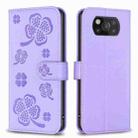 For Xiaomi Poco X3 Four-leaf Embossed Leather Phone Case(Purple) - 1