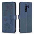 For Xiaomi Redmi 9 Four-leaf Embossed Leather Phone Case(Blue) - 1