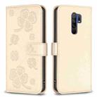 For Xiaomi Redmi 9 Four-leaf Embossed Leather Phone Case(Gold) - 1