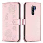 For Xiaomi Redmi 9 Four-leaf Embossed Leather Phone Case(Pink) - 1