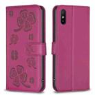 For Xiaomi Redmi 9A Four-leaf Embossed Leather Phone Case(Rose Red) - 1