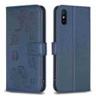 For Xiaomi Redmi 9A Four-leaf Embossed Leather Phone Case(Blue) - 1