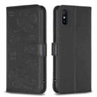 For Xiaomi Redmi 9A Four-leaf Embossed Leather Phone Case(Black) - 1