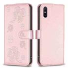 For Xiaomi Redmi 9A Four-leaf Embossed Leather Phone Case(Pink) - 1