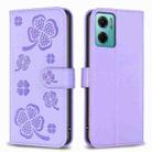 For Xiaomi Redmi 10 5G / Note 11E Four-leaf Embossed Leather Phone Case(Purple) - 1