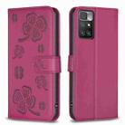For Xiaomi Redmi 10 / Note 11 4G Four-leaf Embossed Leather Phone Case(Rose Red) - 1