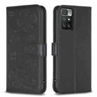 For Xiaomi Redmi 10 / Note 11 4G Four-leaf Embossed Leather Phone Case(Black) - 1