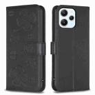 For Xiaomi Redmi 12 4G Four-leaf Embossed Leather Phone Case(Black) - 1