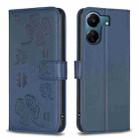 For Xiaomi Redmi 13C Four-leaf Embossed Leather Phone Case(Blue) - 1