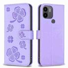 For Xiaomi Redmi A1+ / A2 Four-leaf Embossed Leather Phone Case(Purple) - 1