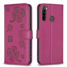 For Xiaomi Redmi Note 8 Four-leaf Embossed Leather Phone Case(Rose Red) - 1