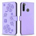 For Xiaomi Redmi Note 8 Four-leaf Embossed Leather Phone Case(Purple) - 1