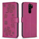 For Xiaomi Redmi Note 8 Pro Four-leaf Embossed Leather Phone Case(Rose Red) - 1