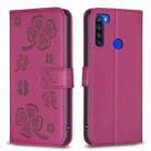 For Xiaomi Redmi Note 8T Four-leaf Embossed Leather Phone Case(Rose Red) - 1