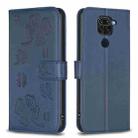 For Xiaomi Redmi Note 9 Four-leaf Embossed Leather Phone Case(Blue) - 1