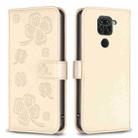 For Xiaomi Redmi Note 9 Four-leaf Embossed Leather Phone Case(Gold) - 1