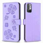 For Xiaomi Redmi Note 10 5G Four-leaf Embossed Leather Phone Case(Purple) - 1