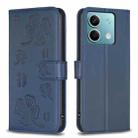 For Xiaomi Redmi Note 13 4G Global Four-leaf Embossed Leather Phone Case(Blue) - 1