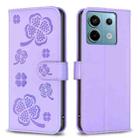 For Xiaomi Redmi Note 13 Pro 4G Global Four-leaf Embossed Leather Phone Case(Purple) - 1