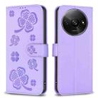 For Xiaomi Redmi A3 Four-leaf Embossed Leather Phone Case(Purple) - 1