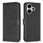 For Xiaomi Poco M6 4G / Redmi 13 4G Four-leaf Embossed Leather Phone Case(Black) - 1