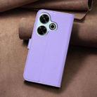 For Xiaomi Poco M6 4G / Redmi 13 4G Four-leaf Embossed Leather Phone Case(Purple) - 3