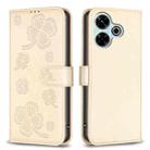 For Xiaomi Poco M6 4G / Redmi 13 4G Four-leaf Embossed Leather Phone Case(Gold) - 1