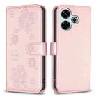 For Xiaomi Poco M6 4G / Redmi 13 4G Four-leaf Embossed Leather Phone Case(Pink) - 1