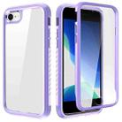 For iPhone SE 2022 / SE 2020 / 8 / 7 Shockproof TPU Frame + Clear PC Back Case + Front PET Screen Film(Light Purple) - 1