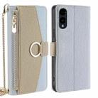 For Fujitsu Arrows We2 Crossbody Litchi Texture Leather Phone Case(Blue) - 1