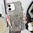 For iPhone 11 Bear Shape Electroplated TPU Phone Case with Gradient Glitter Paper(Silver) - 1