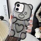 For iPhone 12 Bear Shape Electroplated TPU Phone Case with Gradient Glitter Paper(Black) - 1
