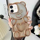 For iPhone 12 Bear Shape Electroplated TPU Phone Case with Gradient Glitter Paper(Gold) - 1