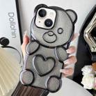 For iPhone 13 Bear Shape Electroplated TPU Phone Case with Gradient Glitter Paper(Black) - 1