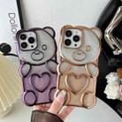 For iPhone 13 Pro Bear Shape Electroplated TPU Phone Case with Gradient Glitter Paper(Purple) - 4