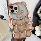 For iPhone 13 Pro Bear Shape Electroplated TPU Phone Case with Gradient Glitter Paper(Gold) - 1