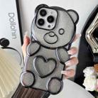 For iPhone 13 Pro Max Bear Shape Electroplated TPU Phone Case with Gradient Glitter Paper(Black) - 1