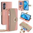 For Infinix Hot 20 4G Crossbody Litchi Texture Leather Phone Case(Pink) - 1