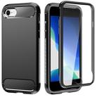 For iPhone SE 2022 / SE 2020 / 8 / 7 Shockproof TPU Frame + Solid Color PC Back Case + Front PET Screen Film(Black) - 1