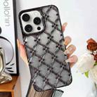 For iPhone 15 Pro Star Flower Electroplated TPU Phone Case with Gradient Glitter Paper(Black) - 1