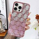 For iPhone 15 Pro Star Flower Electroplated TPU Phone Case with Gradient Glitter Paper(Pink) - 1