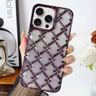 For iPhone 15 Pro Star Flower Electroplated TPU Phone Case with Gradient Glitter Paper(Purple) - 1