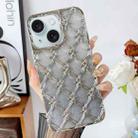 For iPhone 15 Star Flower Electroplated TPU Phone Case with Gradient Glitter Paper(Silver) - 1