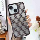 For iPhone 15 Star Flower Electroplated TPU Phone Case with Gradient Glitter Paper(Black) - 1