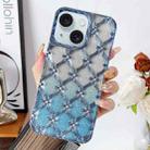 For iPhone 15 Star Flower Electroplated TPU Phone Case with Gradient Glitter Paper(Blue) - 1